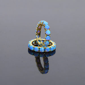 White Blue Fire <strong>Opal</strong> Gemstone Tennis Chain <strong>Necklace</strong> for Women - Product Image 6