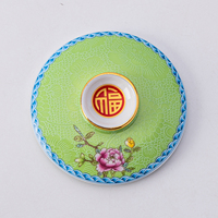 Tasse en céramique vert émeraude avec couvercle, motif traditionnel chinois de fleurs et d'oiseaux, tasse à thé en porcelaine, vaisselle