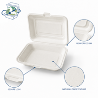 Contenants alimentaires en bagasse de canne à sucre sans PFAS, 9x6 et 9 pouces, pour la vente en gros, idéaux pour les restaurants, la livraison à emporter et la restauration