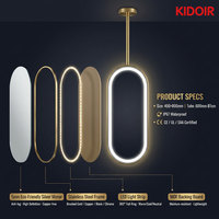 Miroir LED ovale suspendu au plafond Kidoir de luxe, certifié CE SAA, anti-buée, miroir de vanité pour hôtel et spa, or brossé, tube de 600 mm
