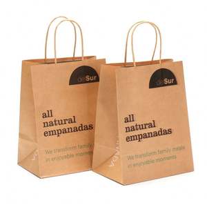 Papier kraft brun, sacs en papier pour les courses, sacs en papier pour l'emballage de la restauration rapide, sacs en papier à emporter, tailles et logos personnalisés. - Product Image 4