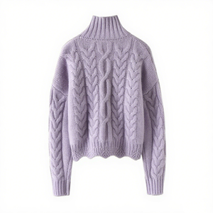 Áo len nữ mùa đông kiểu dáng thường ngày, thiết kế riêng, logo tùy chỉnh, cổ lọ, tay dài, chất liệu len dệt kim thoáng khí. - Product Image 3