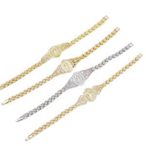 Virgin Mary Geometric Bracelet Gold Plated Copper Hollow Flower <strong>Watch</strong> Chain for Women - Product Image 5