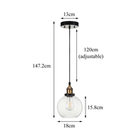 ETL Américain Industriel Globe Restaurant Suspension Lumière Unique Ampoule Noir Fer Boule De Verre Pendentif Lumières Bar Hôtel Maison À Manger
