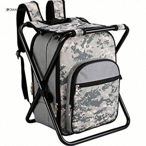 Folding Picnic <b>Cooler</b> <b>Backpack</b> With Chair, Lightweight Portable Seat Stool for Outdoor Camping, Travel, Hiking, Beach,Fishing - Product Image 1
