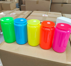 2024 été verre peut néon coloré blanc Sublimation 16oz bière verre peut pour UV Dtf enveloppes - Product Image 1