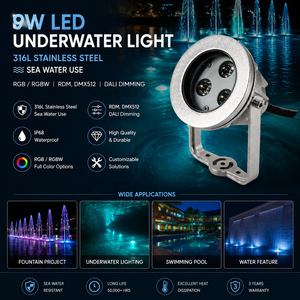 Die-cast 316L Stainless Steel Under-water <strong>Light</strong> IP68 <strong>Bath</strong> Pool <strong>Light</strong> Submersible for Fountain/Waterfall 2700-6500K Color Temp - Product Image 1