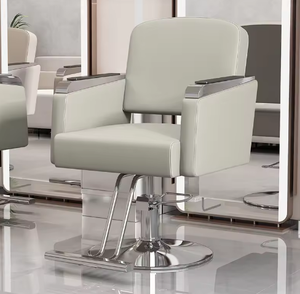 Chaise de barbier ergonomique pivotante et réglable en acier inoxydable durable avec siège en cuir, rotation à 360 degrés, pour coiffeur, extérieur - Product Image 2