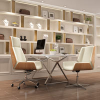 Chaise de bureau de direction ergonomique confortable en cuir moderne en bois à la mode chaise de direction pivotante ordinateur chaise de patron bureau