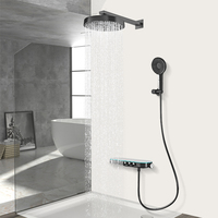 Système de douche encastré intelligent ensemble de douche thermostatique robinet de bain fonction 3 voies rond pistolet de douche à main gris métal