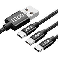 Câble de charge multi-USB tout-en-un en nylon tressé de 1,2 m avec logo personnalisé, câble de données 3-en-1 pour imprimante et plusieurs appareils