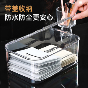 Acrylic Mask Storage Box Transparent Desktop Cosmetic Organizer With Cover Large Capacity Skincare Product Rack - Product Image 1