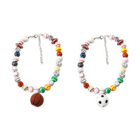 Collier pour chien et chat DIY en acrylique avec breloques en forme de ballons de sport (football, tennis) pour petits chiens et chats, accessoires de bijoux