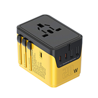 Enchufe Universal con Múltiples Puertos USB, Cargador de Teléfono de Viaje Rápido GaN de 20 W, Adaptador Internacional de Viaje con Voltaje de 240 V - 110 V