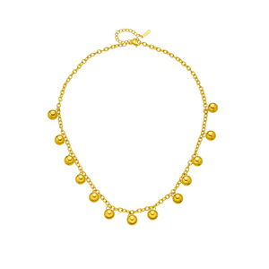 Gold Titanium Steel Chain Bead Pendant Necklace Ball Shape Geometric Design Party Fashion Jewelry Zinc Alloy Material - Product Image 5