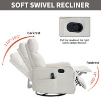 Fauteuil inclinable beige durable avec télécommande, massage chauffant, pivotant et à bascule, en tissu, pour hôtel, salon, chambre à coucher, loisirs, style moderne