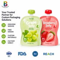 Pochette à bec verseur pour gelée de fruits 130g |   Pochette alimentaire flexible personnalisée pour boisson gélifiée et yaourt