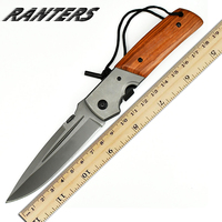 Couteau de poche tactique pliable en acier 440c OEM en gros avec manche en bois, portable EDC pour le camping et la chasse