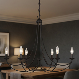 Lampe à suspension en métal AK laiton moderne à 6 supports en noir fini au meilleur prix en Inde pour restaurant et décoration intérieure - Product Image 1