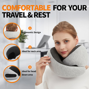 Nouveauté : Oreiller de voyage ergonomique en mousse à mémoire de forme en forme de U, réglable, pour le cou, idéal pour l'avion, la voiture, le train, le bureau et la détente - Product Image 4