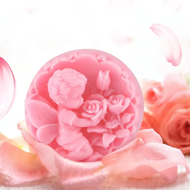 Wholesale Venus Love God Cupid rose essential oil soaps natural facial cleanser whitening soap Christmas handmade toilet soap