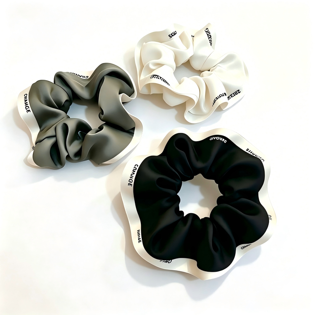 Custom Logo Oversized Satin Hair Scrunchies Silk-feel Bulk Vintage Floral Print Multi Color Hair Ties Women 11cm Wholesale Hair