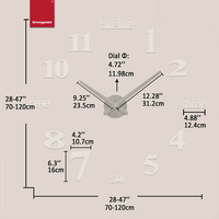 Grande horloge murale analogique en acrylique blanc à faire soi-même, diamètre réglable, sans cadre, mouvement silencieux à quartz, moderne, pour salon, hôtel, Airbnb