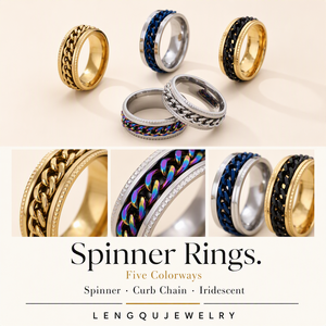 Anello Girevole Trendy Impermeabile in Acciaio Inossidabile Placcato Oro, Antiossidante, per Uomo, Stile Streetwear, Idea Regalo - Product Image 3