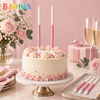 Großhandel Rosa Halb Glitzernde Stabkerzen Weiße Romantische Tortenkerzen für Hochzeit Geburtstag Party Umweltfreundlich Schön