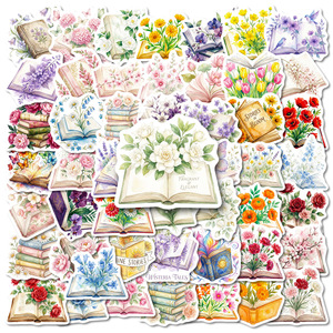 Set di 56 Adesivi Vintage con Motivi Floreali e Graffiti per Decorazione di Tavoli e Bottiglie, Adesivi per Libri e Lettura Fai-da-Te - Product Image 1