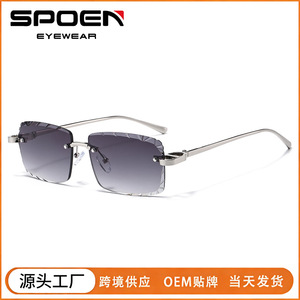 Gafas de Sol Rectangulares Sin Montura, Lentes Degradadas, Protección UV400, Unisex, Protección Solar para Adultos 2026 - Product Image 5