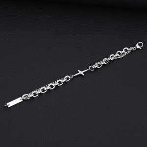 New Simple Popular Design Geometric <b>Chain</b> <b>Cross</b> Bracelet Titanium Steel Silver Plated Unisex's Bracelets Fashionable Jewelry - Product Image 4