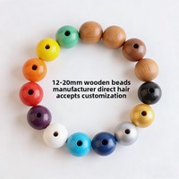 Perles rondes en bois de lotus coloré de 12-20 mm, grand trou, pour la fabrication de bijoux DIY, perles d'espacement, vente en gros pour vêtements