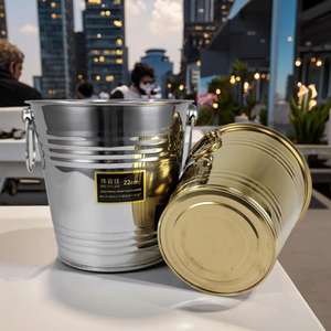 Prezzo a buon mercato all'ingrosso oro argento in acciaio inox secchiello di ghiaccio ghiaccio Champagne birra barile per Bar birra refrigerata - Product Image 1