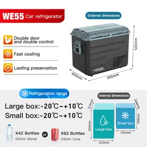 WAYCOOL WE55 48L Dual Temperature -20 + 10 GRADOS Recargable Mini Refrigerador de Coche Caja de Enfriamiento Eléctrico para Coche