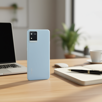 Coque de téléphone portable Vivo Y21 Pure Color Light Blue Frosting anti-traces de doigts en PC sans support