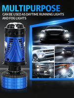 Ampoule de projecteur LED H4 à double lentille en cuivre, faisceau focalisé, phare 100W 8000LM 6000K avec ventilateur de refroidissement pour voiture
