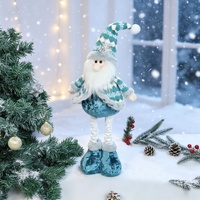 Décorations de Noël transfrontalières extensibles : Père Noël, Bonhomme de neige, Renne – Figurines en tissu bleu pour vitrine, 31cm-50cm