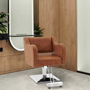 Sillón <span class=keywords><strong>de</strong></span> <span class=keywords><strong>Peluquería</strong></span> Moderno Marrón con Reposapiés para Salón <span class=keywords><strong>de</strong></span> Belleza - Product Image 1