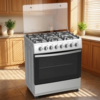 Cuisinière à gaz en acier inoxydable LUOQI à 6 brûleurs avec four, cuisinière à gaz autonome avec couvercle en verre pour usage domestique
