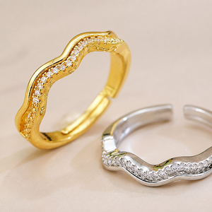 Anello francese retrò a doppio strato ondulato, accessorio alla moda per l'uso quotidiano da donna - Product Image 5