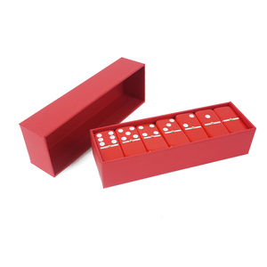 Juego de 6 dominó rojo personalizado de fábrica, caja de cartón de papel rouge para juego divertido de casino, 8mm de grosor, 28 Uds. - Product Image 3