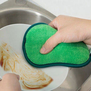 Éponge de nettoyage double face en <span class=keywords><strong>microfibre</strong></span>, chiffon de cuisine en <span class=keywords><strong>bambou</strong></span> anti-peluchage, éponge multifonction pour la vaisselle domestique - Product Image 3