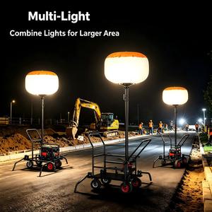 Tour d'éclairage LED portable à moteur diesel, lampe gonflable mobile, éclairage mobile, couvercle blanc et orange, chariot lumineux 500W - Product Image 4