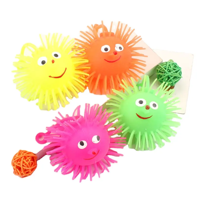 Hot selling Squeeze Stress Toys Tpr Hedgehog Puffer Led Toys Colorful Glowing Smile Nose Puffer Balls for Kids