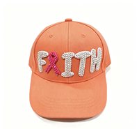 Casquette de baseball tendance en toile polyester/coton à 6 panneaux avec lettres FAITH en strass, plusieurs couleurs disponibles, vente en gros