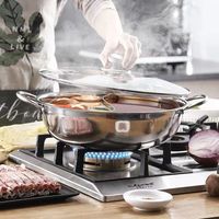 Marmite à induction à double saveur pour utilisateurs multiples Pots de shabu en acier inoxydable avec couvercle