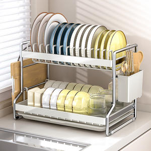 Égouttoir de cuisine double couche OEM ODM pour comptoir, support de rangement facile <span class=keywords><strong>à</strong></span> assembler pour vaisselle, bols et ustensiles - Product Image 1