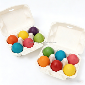 Carton à œufs écologique <span class=keywords><strong>OUTIN</strong></span> E6 en pulpe de bagasse blanche, 6 alvéoles, 153x110x70mm, pour l'emballage des aliments secs, des œufs et des gaufres - Product Image 6