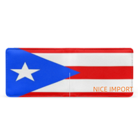 Dompet Kulit Bendera Puerto Rico untuk Pria, Dompet Lipat Dua Kapasitas Ekstra dengan Jendela ID, Dompet Tipis dengan Banyak Slot Kartu